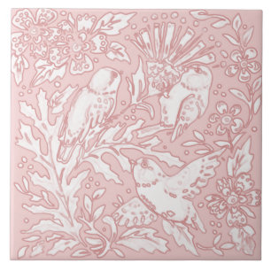 Carreau Joli Oiseau rose Flore Nature Animal