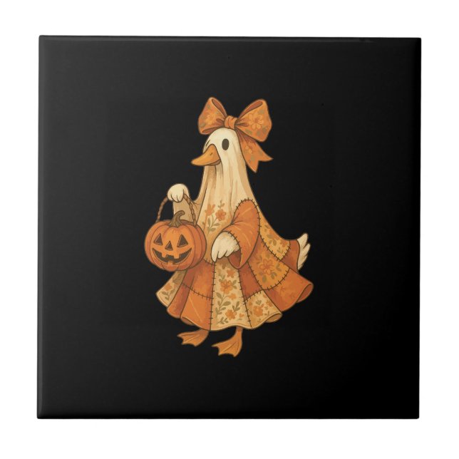 Carreau Joli patchwork de canard Halloween Party (Devant)