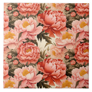 Carreau Joli Peine rose Vintage motif floral