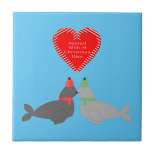 Carreau Joli Seals de baiser de Noël