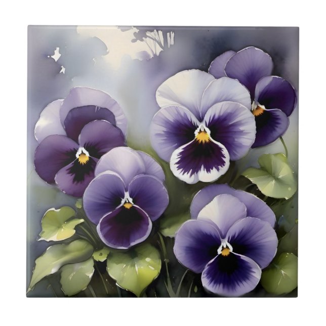 Carreau Joli vernis violet aquarelle peinture (Devant)