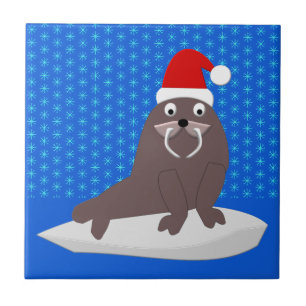 Carreau Joli Walrus de Noël et Snowflakes