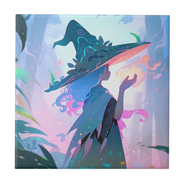 Carreau Jolie Anime sorcière fille Imaginaire Art (Devant)