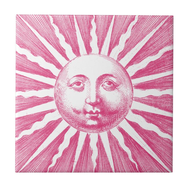 Carreau Jolie Antique Vintage Face Soleil Rose (Devant)