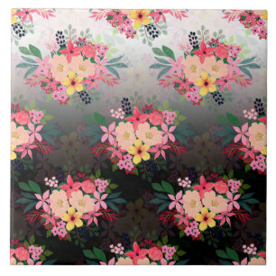 Carreau Jolie aquarelle couleur florale noir blanc Ombre d