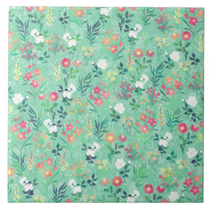 Carreau Jolie aquarelle Floral Botanique Vert Motif