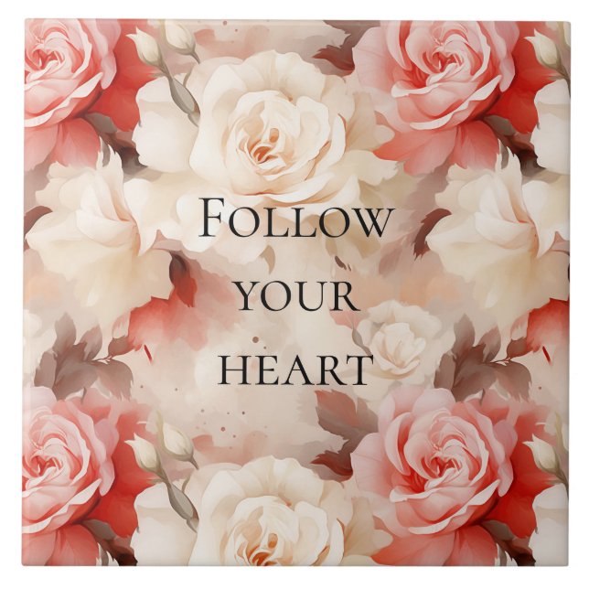 Carreau Jolie Crème Rose Blush Fête des mariées Florale (Devant)