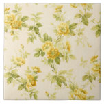 Carreau Jolie ferme jaune d'or Floral<br><div class="desc">Jolie ferme style rustique motif floral transparent avec fleurs jaunes dorées et bourgeons sur écru subtil et arrière - plan blanc.</div>