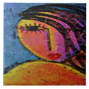 Carreau Jolie fille peinture Abstraite sur le tableau OSB