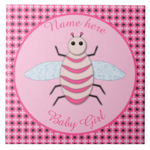 Carreau Jolie fille rose bébé Bee personnalisée