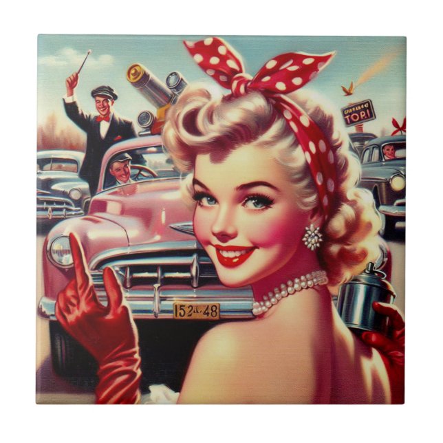 Carreau Jolie fille Vintage des années 1950 (Devant)