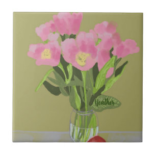 Carreau Jolie Fleur de tulipe d'art moderne Illustration +