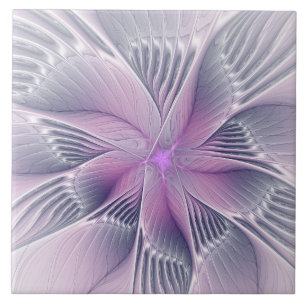 Carreau Jolie fleur rose abstraite moderne art fractal