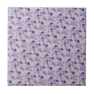Carreau Jolie lavande motif aquarelle fleur gris clair