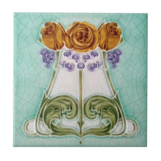 Carreau Jolie reproduction d'antiquités Roses Art Nouveau (Devant)