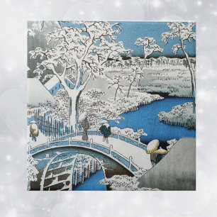 Carreau Jolie scène hivernale asiatique vintage Pont de ne