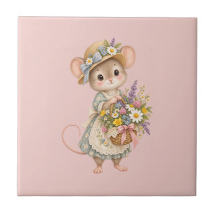 Carreau Jolie Souris des Bois – Illustration de Jardin de