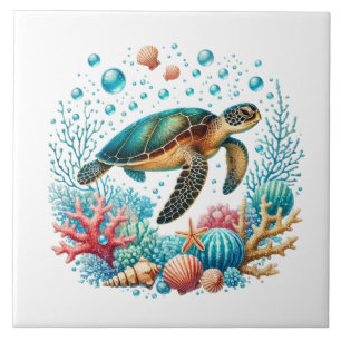 Carreau Jolie tortue de mer de plage