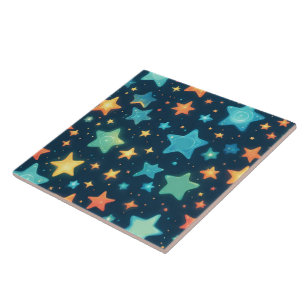 Carreau Jolies étoiles brillantes sur fond bleu