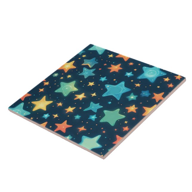 Carreau Jolies étoiles brillantes sur fond bleu (Côté)