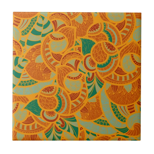 Carreau Jolies fleurs abstraites oranges sans couture (Devant)