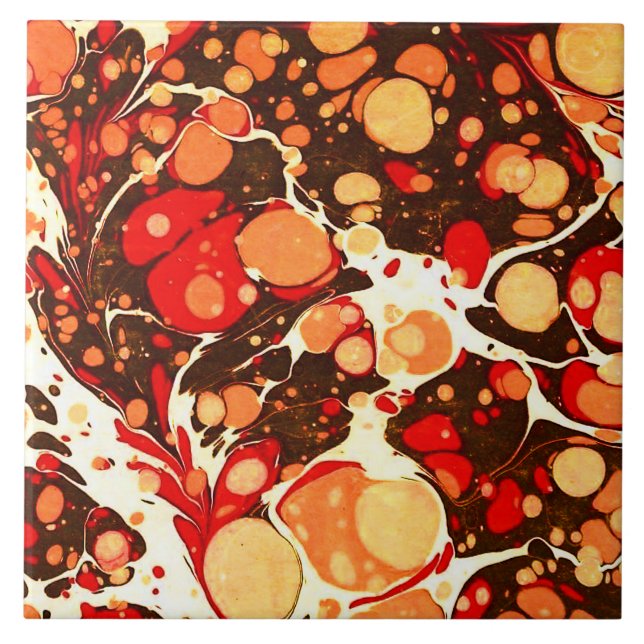 Carreau Jolies pierres abstraites rouges brunes orange (Devant)