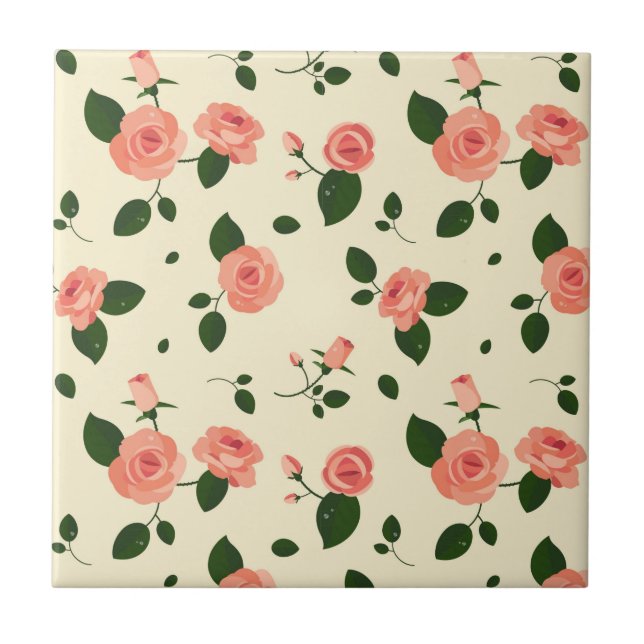 Carreau Jolies roses roses pastel rose motif (Devant)