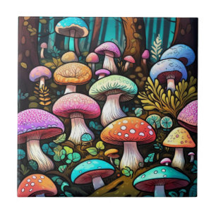 Carreau Jolis champignons feuilles décoration de cottage c