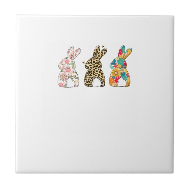 Carreau Jolis lapins de Pâques Léopard Bunny et Flower Bun (Devant)