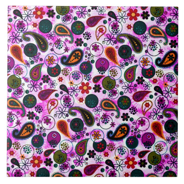 Carreau Jolis motifs paisley colorés (Devant)