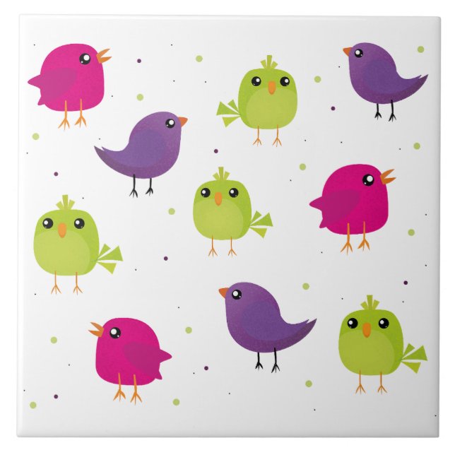 Carreau Jolis oiseaux colorés (Devant)