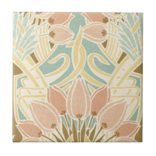 Carreau jolis tulipes motif floral art nouveau