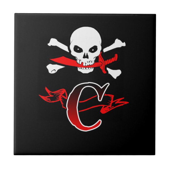 Carreau Jolly roger C Monogramme initial (Devant)
