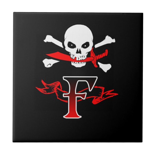 Carreau Jolly roger F Monogramme initial (Devant)