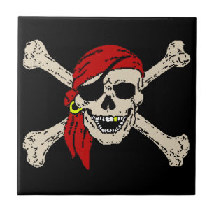 Carreau Jolly roger Pirate Os crâne Rouge Bandanna