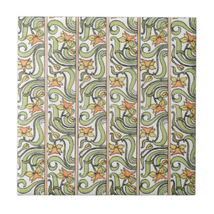 Carreau Jonquil Stripe Green Art Nouveau Carrelage céramiq