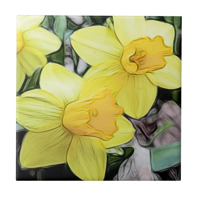 Carreau Jonquilles jaunes de ressort (Devant)