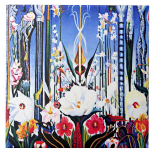 Carreau Joseph Stella peinture, Fleurs Italie