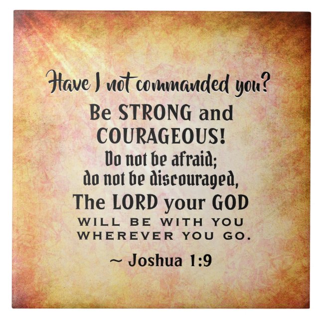 Carreau Joshua 1:9 Be Strong and Courageous, Bible Versets (Devant)