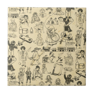 Carreau Jouets vintages et jeux d'enfants motif