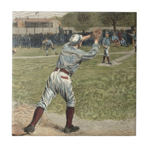 Carreau Joueur de baseball jeté à la seconde base