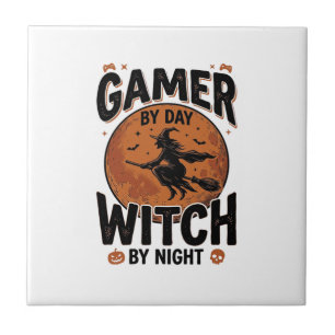 Carreau Joueur de jeu vidéo de jour sorcière de nuit Conce