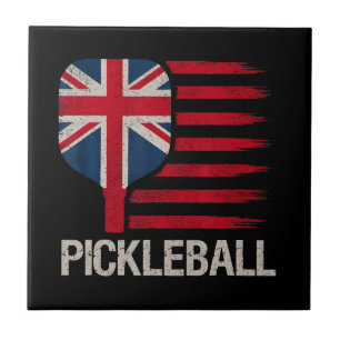 Carreau Joueur de Pickleball Paddle Drapeau Royaume-Uni