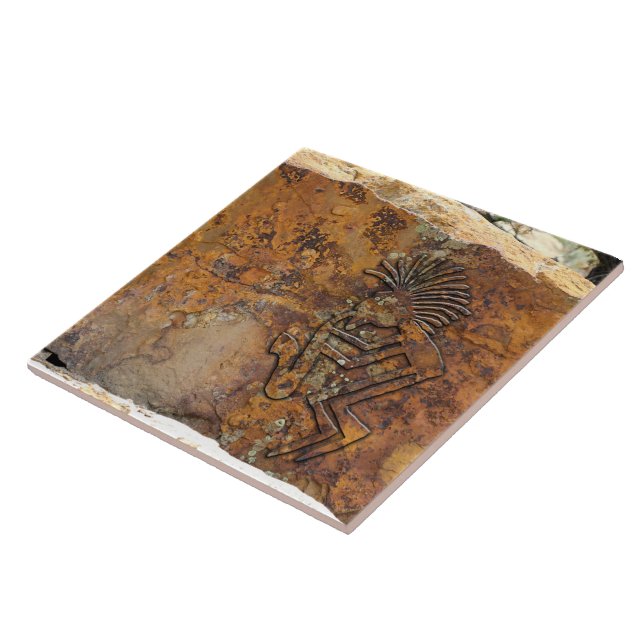 Carreau Joueur de saxaphone Kokopelli Petroglyphe (Côté)