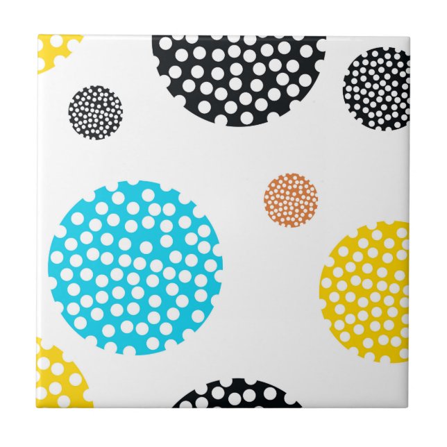 Carreau Joueuse, tendance, cool, amusante, cercles pointil (Devant)