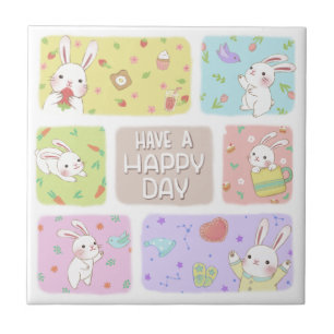 Carreau Jouez Un Joyeux Jour : Belle Illustration De Bunny