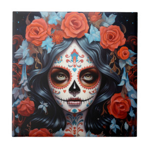 Carreau Jour De La Fille Du Crâne Sucre Des Morts