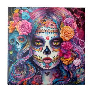 Carreau Jour De La Fille Du Crâne Sucre Des Morts