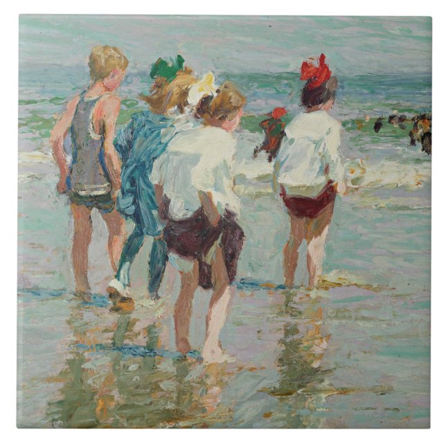Carreau Jour d'été à Brighton Beach (par E.H. Potthast) (Devant)