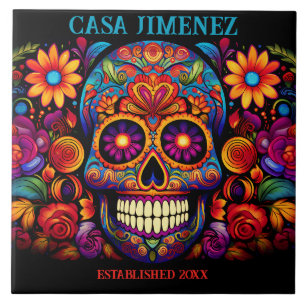 Carreau Jour du crâne de sucre de la tuile-cadeau Mariage